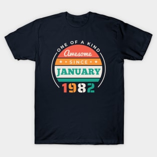 Retro Awesome Since January 1982 Birthday Vintage Bday 1982 T-Shirt